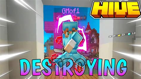 AGAIN DESTROYING HIVE BEDWARS PLAYERS MCPE MOBILE HIVE BEDWARS