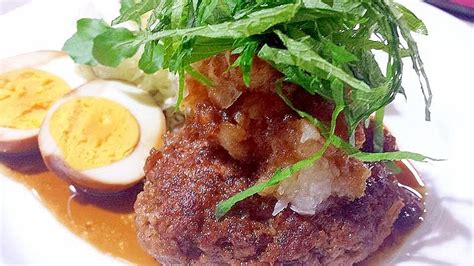 香ばしい醤油とにんにくの香り和風ハンバーグ レシピ・作り方 クラシル