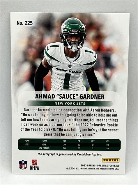 Ahmad Sauce Gardner 2023 Prestige Xtra Points Auto 225 Jets EBay