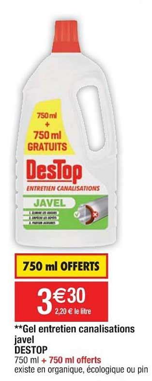 Offre Gel Entretien Canalisations Javel Destop Chez Cora