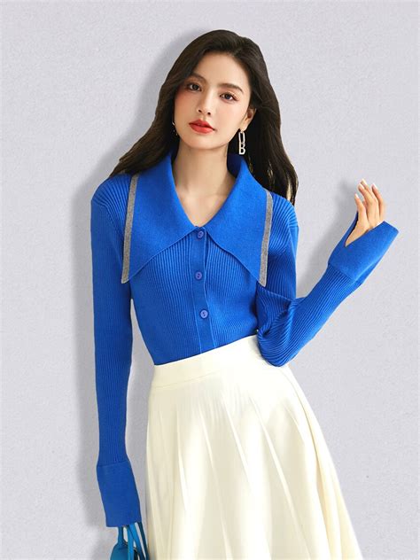 Buy Jc Collection Women Blue Ribbed Cardigan Sweaters For Women