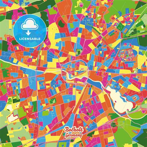 Bocholt North Rhine Westphalia Germany Crazy Colorful Map Print