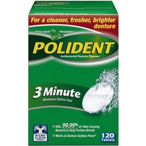 Polident 3 Minute Denture Cleaner 120 Tablets And Denture Cleaning Cup