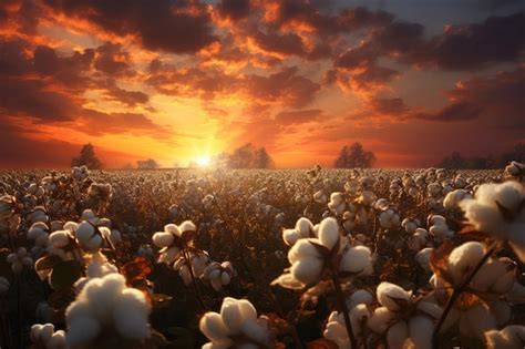 Premium AI Image | sunset over the cotton field