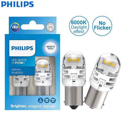 Philips Ultinon P21W LED Pro6000 1156แสงสขาวเยน6000K โคมไฟทายรถถอย