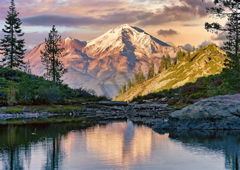 Print Art Heart Lake Mount Shasta California Grand View