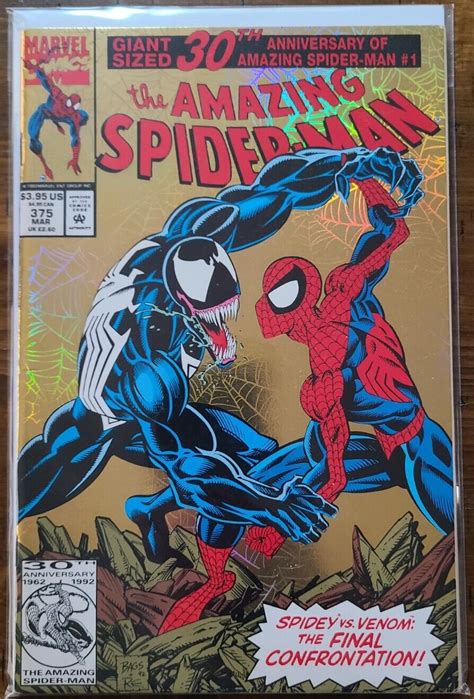 Amazing SpiderMan 375 Giant Sized 30th Anniversary 1993 Newsstand Gold