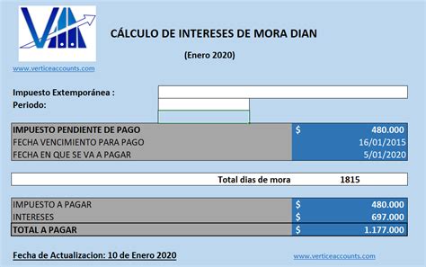 Cálculo De Intereses Moratiorios Enero Dian Vertice Accounts