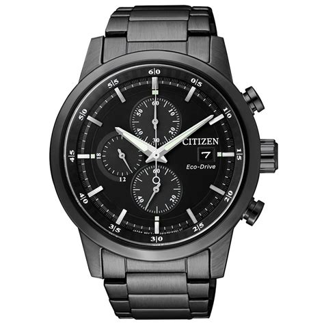 Citizen Citizen Mens Eco Drive Black Ip Stainless Steel Watch