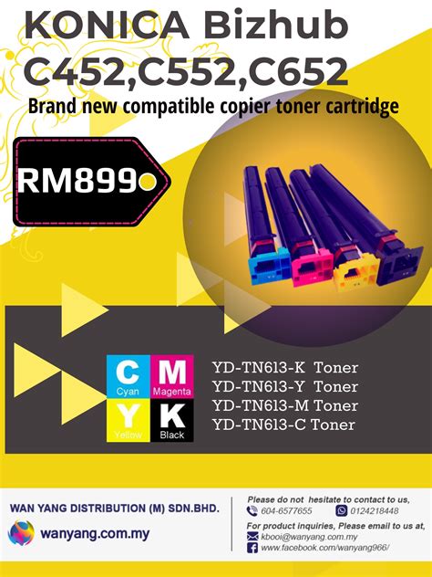 Konica Bizhub C452c552c652 Brand New Compatible Copier Toner Cartridge Cmyk Wan Yang