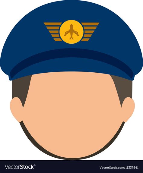 Front Face Pilot With Hair And Hat Royalty Free Vector Image