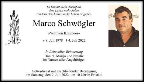 Trauer Schwögler Marco TA Anzeigen aus Ihrer Heimatzeitung im