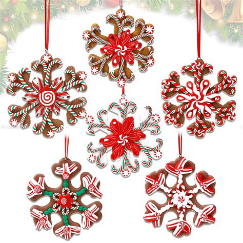 Buy 6 Pcs 4 Inch Assorted Christmas Snowflake Ornaments Colorful No Glitter Polymer Clay