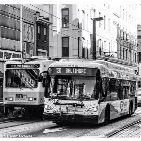 Baltimore Light Rail With Bus On Howard Street 2015 New Bus Light