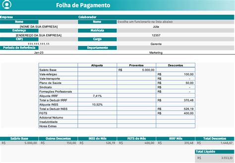 Modelo Holerite Contracheque Editável Excel Planilha Downl