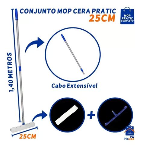 Mop Aplicador De Cera Completo C Cabo 25cm Pratic Bralimpia Frete grátis