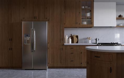 Premium Photo | A kitchen with a large refrigerator with a white countertop