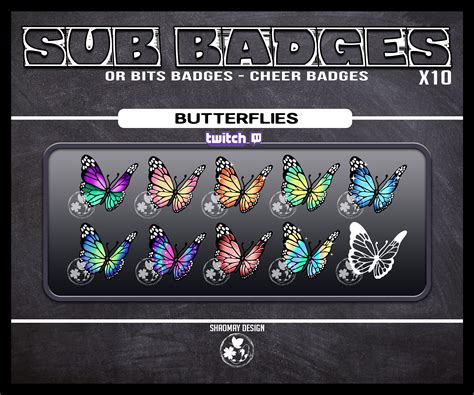 Butterflies X10 Sub Badges Bit Cheer Twitch Etsy