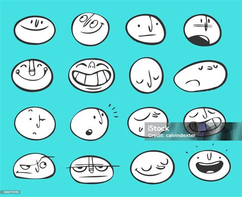 Emoticon Tangan Digambar Gaya Kartun Ilustrasi Stok Unduh Gambar