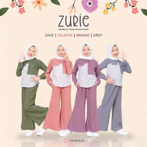 Jual Zurie Set Oribelle Setelan Anak Perempuan Bahan Crinkle Airflow