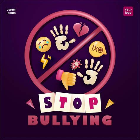 Stop Bullying Poster Elements To Prevent Hate And Cyber Bullying Online Bullying Sexual Or