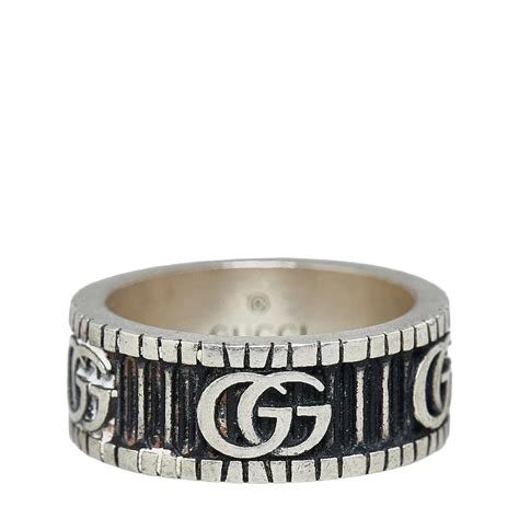 Gucci Gg Marmont Double G Ring Silvery Silver Metal Ref1050123 Joli