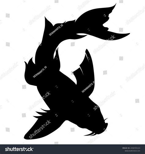 Silhouette Illustration Koi Fish Stock Vector Royalty Free 2192721113