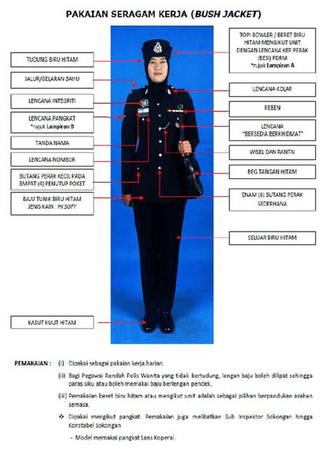 Baju Kadet Polis Lengkap Perempuan Number One Tailor Malaysia Sarawak