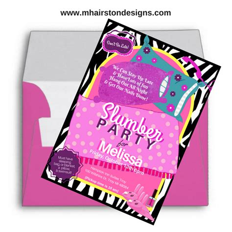 Pink And Black Zebra Print Sleepover Invitation