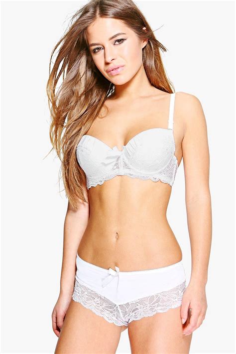 Boohoo Womens Bella Ruffle And Lace Underwired Bra