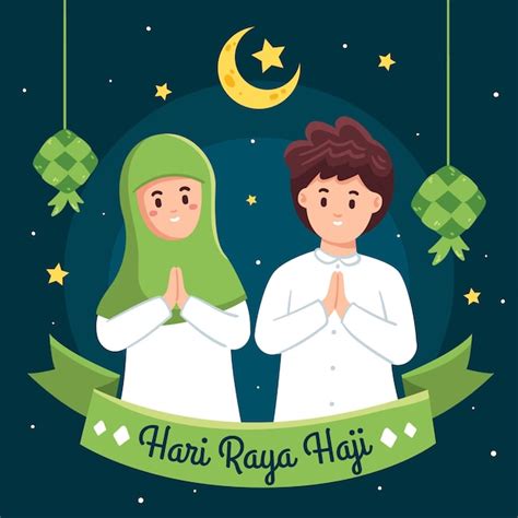 Free Vector Hand Drawn Hari Raya Haji Illustration