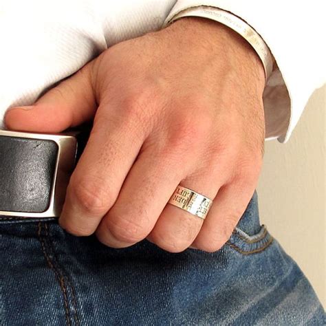 Personalized Sterling Silver Ring For Men Custom Engraved Mens Band