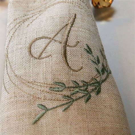 Monogrammed Embroidered Napkin Set Monogram Napkin Minimalist Napkin