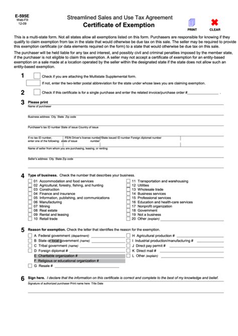 Streamlined Sales Use Tax Certificate Of Exemption Form ExemptForm