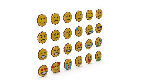 3D Model Emoji Set Emojis With Different Expressions VR AR Low Poly