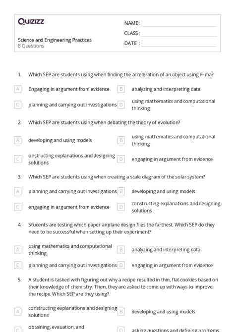 50 Engineering Science Practices Worksheets On Quizizz Free