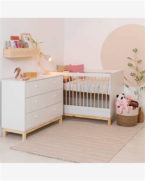 Riachuelo Kit Quarto Infantil Navi Branco Natural Berço 3 em 1