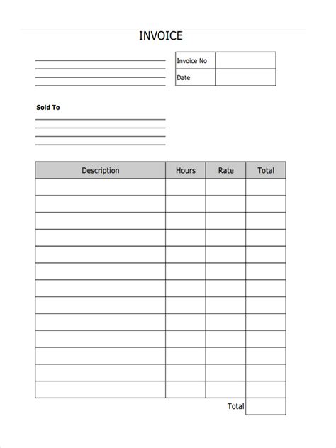 Blank Printable Invoice Templates