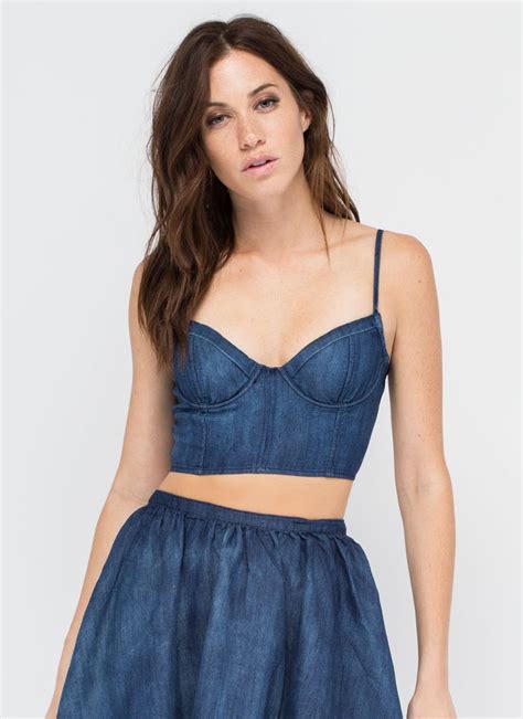 Into The Blue Denim Bustier Crop Top Denim Bustier Crop Top Dress Crop Top Bustier