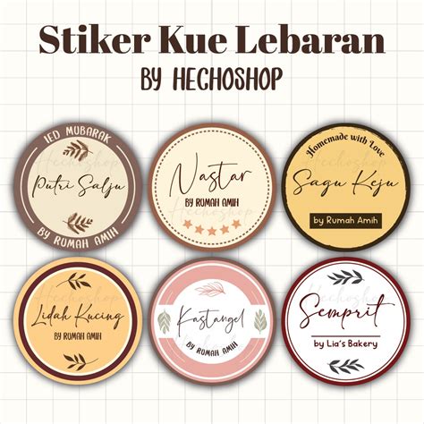 Jual Stiker Kue Lebaran Kemasan Kue HECHOSHOP Shopee Indonesia