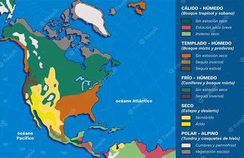 Premium Vector Mapa De Climas De La Zona De Norte America Y De Centro