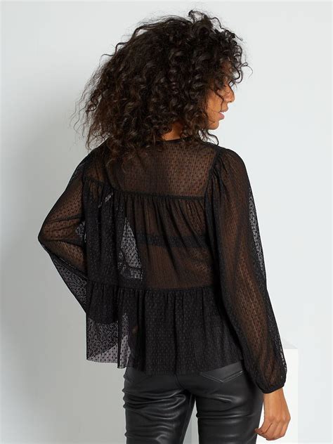 Blusa De Tul De Plumeti Negro Kiabi