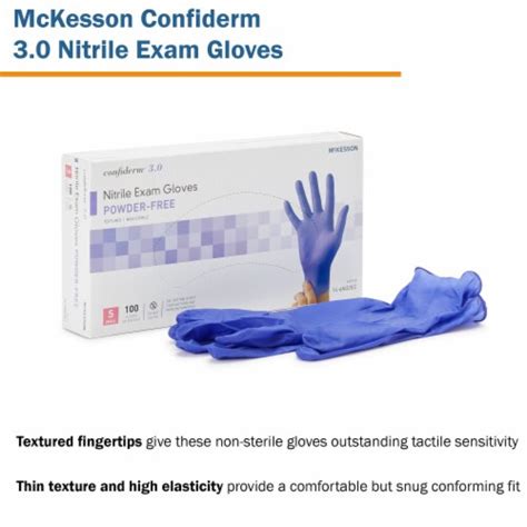 Mckesson Confiderm 30 Nitrile Exam Glove Standard Cuff Length Small