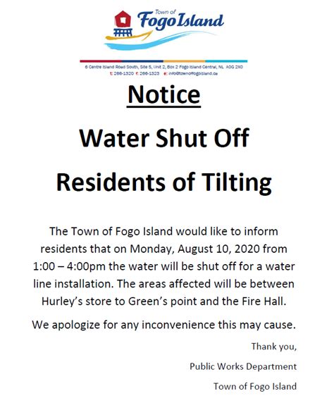 Water Shut Off Notice Template