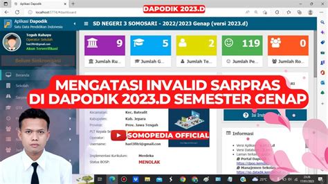 SOLUSI MENGATASI INVALID SARPRAS DI DAPODIK 2023 D SEMESTER GENAP YouTube