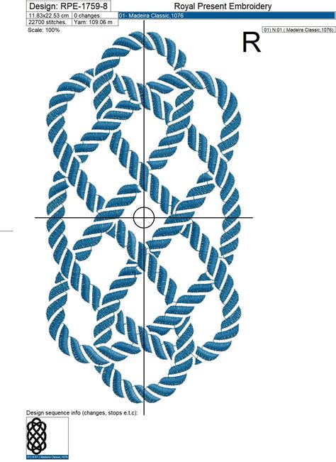 Nautical Rope Knot Machine Embroidery Design Sizes Royal Present