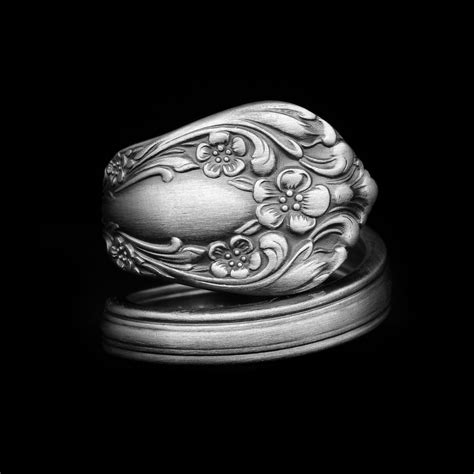 Sterling Floral Spoon Ring Vintage Alvin Chateau Rose Spiral Etsy