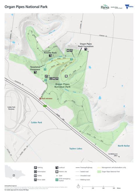 Organ Pipes National Park Visitor Guide Map by Parks Victoria | Avenza Maps