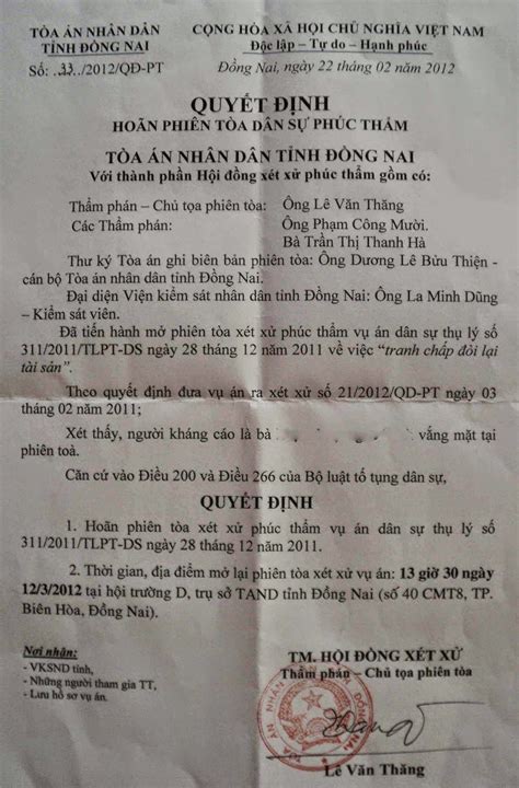 Công ty luật Ecolaw Quyết định hoãn phiên tòa