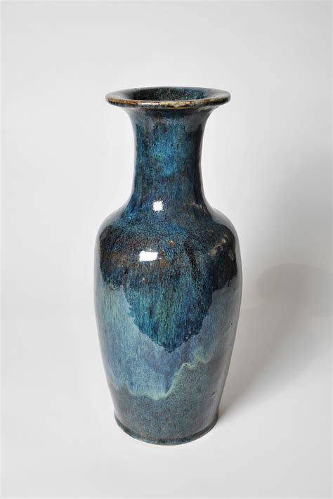 19th Century Chinese Flambé Blue Glazed Ceramic Vase | Inventory ...